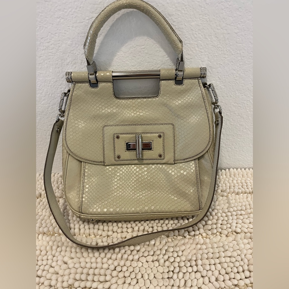 Banana Republic Cream-colored Textured Leather Bag